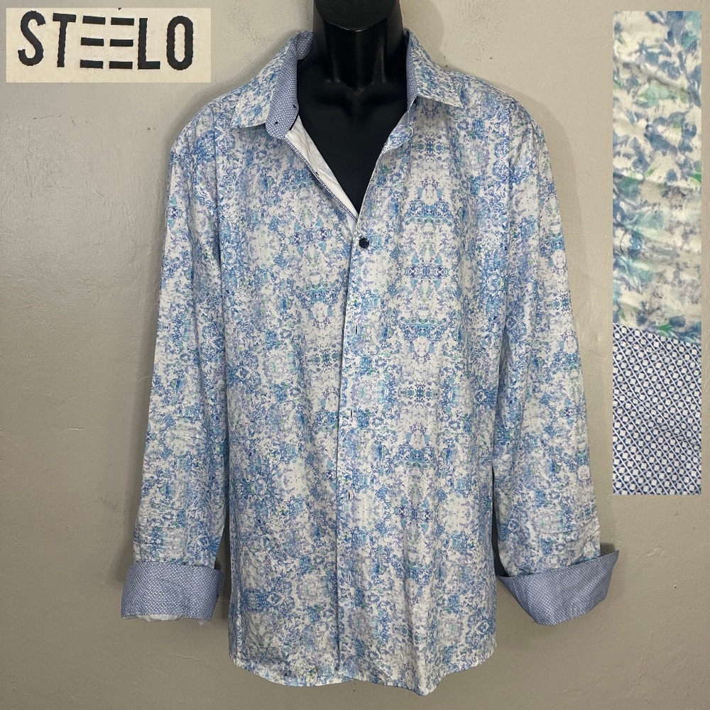Steele Contrast Long Sleeve Shirt 3XL Gently worn 100% cotton 26" armpits